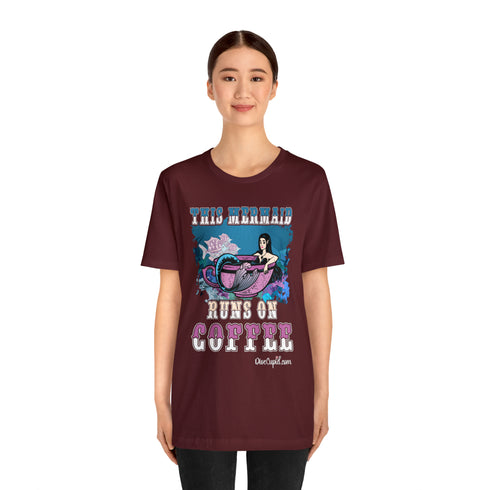 "This Mermaid Runs on Coffee" Fitted T-shirt